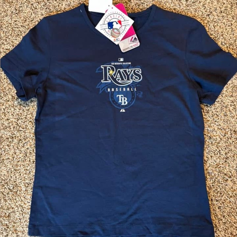 100% cotton Tampa Bay Rays Women’s Navy Baseball T-Shirt - MLB